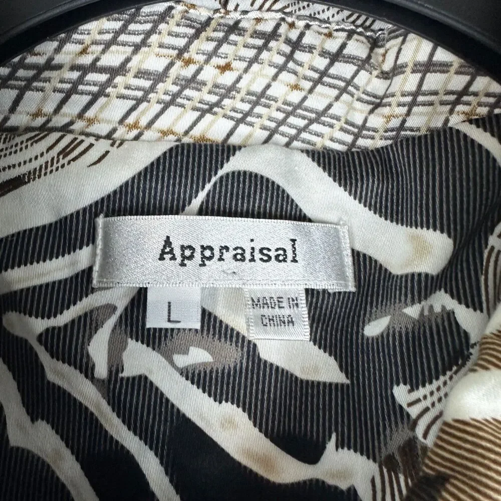 Appraisal ZebraPrint Half Sleeve Belted Zip Pocket Trench Coat‎ Size Large